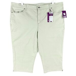 Gloria Vanderbilt Green Amanda Denim Capris Plus Sz 22W Flex Stretch Classic NWT